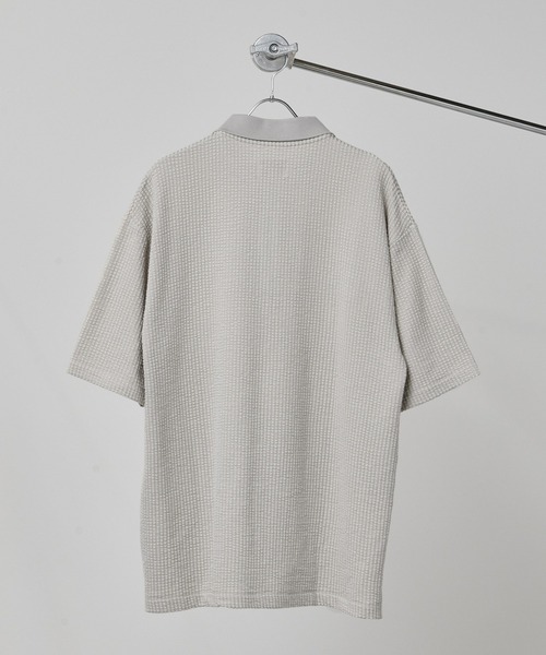 Loungewear tokyo（ラウンジウェアトウキョウ）の「【ラウンジウェアセットアップ】リラックス カットサッカー地 ポロシャツ×イージーショートパンツ ワンマイルウェア（ルームウェア/パジャマ・メンズ・ブラック/ネイビー/ホワイト系その他/グレー系その他/ホワイト系その他2・M/L/XL）」の12枚目の写真