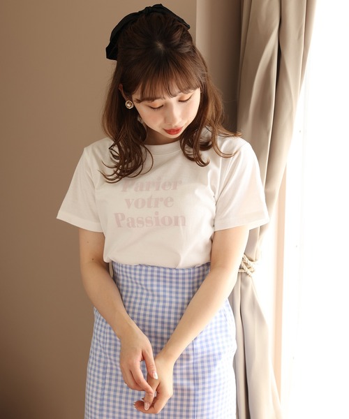 one after another NICE CLAUP（ワンアフターアナザーナイスクラップ）の「プリントTee（Tシャツ/カットソー・レディース・ブラック/オフホワイト/ピンク/ブルー/ライトピンク・FREE）」の12枚目の写真