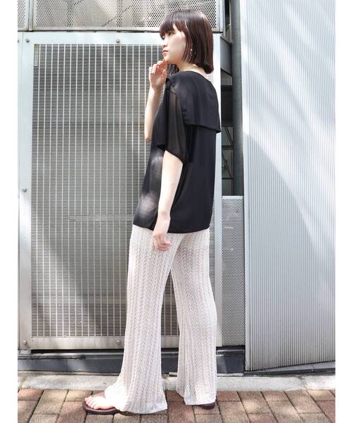 MURUA(ムルーア)の「シアージャガードフィットフレアパンツ(スウェットパンツ・レディース・ブラック/ライトブルー/ベージュ・FREE)」の8枚目の写真