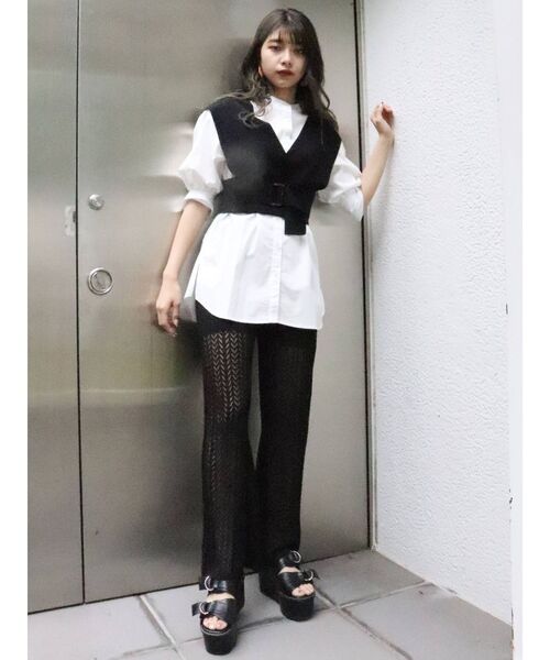 MURUA(ムルーア)の「シアージャガードフィットフレアパンツ(スウェットパンツ・レディース・ブラック/ライトブルー/ベージュ・FREE)」の16枚目の写真