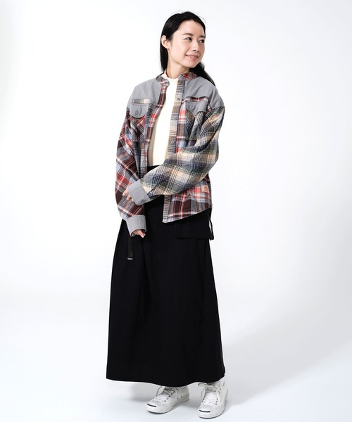 KRIFF MAYER Lady's Collection（クリフメイヤーレディースコレクション）の「マルチチェックシャツ（シャツ/ブラウス・レディース・ベージュ/ネイビー/グレー・LARGE/MEDIUM）」の7枚目の写真