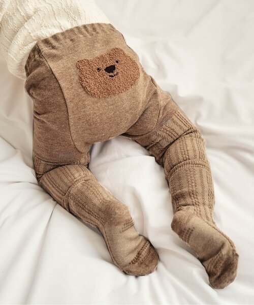 apres les cours（アプレレクール）の「おしりモチーフセパレートスパッツ（その他ベビーウェア・キッズ・アイボリー/グレー/ベージュ/ブラウン・80）」の3枚目の写真