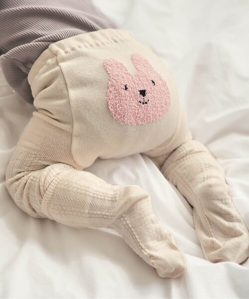 apres les cours（アプレレクール）の「おしりモチーフセパレートスパッツ（その他ベビーウェア・キッズ・アイボリー/グレー/ベージュ/ブラウン・80）」の2枚目の写真