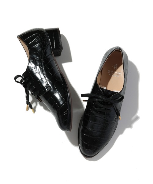 ROPE' PICNIC（ロペピクニック）の「クロコ型押しレースアップシューズ（ローファー・レディース・ブラック/キナリ・23.0cm/23.5cm/24.0cm/24.5cm）」の11枚目の写真