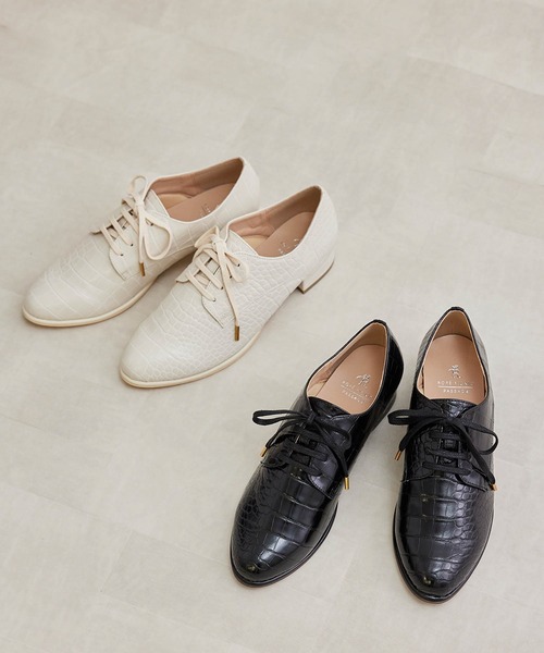 ROPE' PICNIC（ロペピクニック）の「クロコ型押しレースアップシューズ（ローファー・レディース・ブラック/キナリ・23.0cm/23.5cm/24.0cm/24.5cm）」の12枚目の写真