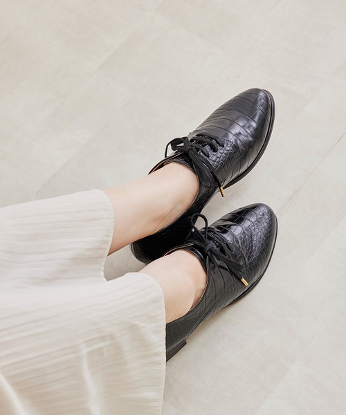 ROPE' PICNIC（ロペピクニック）の「クロコ型押しレースアップシューズ（ローファー・レディース・ブラック/キナリ・23.0cm/23.5cm/24.0cm/24.5cm）」の13枚目の写真