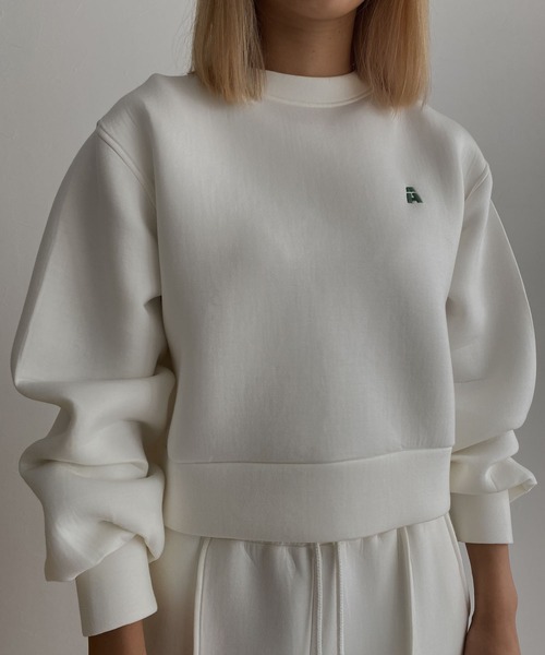 Avvenente(アベネンテ)の「【Avvenente】ボンディングプルオーバー(スウェット・レディース・ブラック/オフホワイト・M)」の2枚目の写真