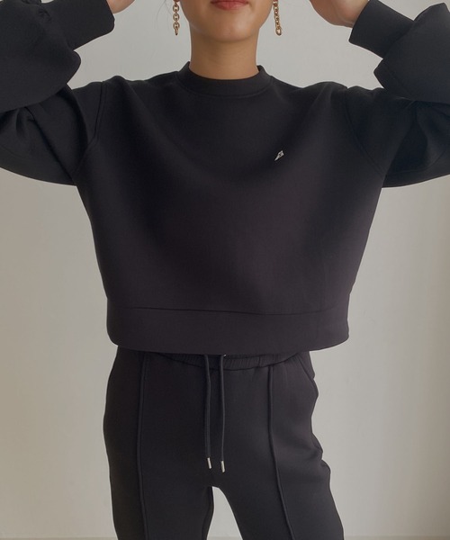 Avvenente(アベネンテ)の「【Avvenente】ボンディングプルオーバー(スウェット・レディース・ブラック/オフホワイト・M)」の13枚目の写真