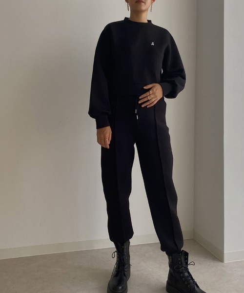 Avvenente(アベネンテ)の「【Avvenente】ボンディングプルオーバー(スウェット・レディース・ブラック/オフホワイト・M)」の3枚目の写真