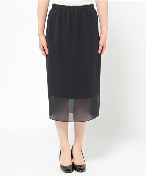 AMERICAN RAG CIE（アメリカンラグシー）の「シフォンミモレ丈タイトスカート（スカート・レディース・グレー/ネイビー・F）」の9枚目の写真