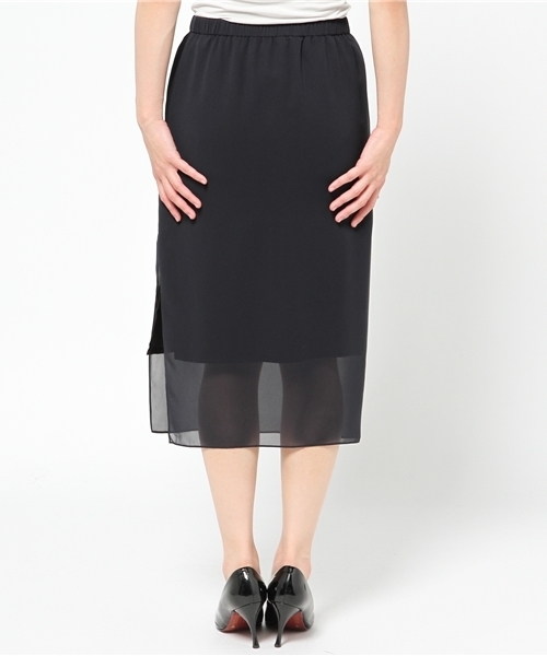 AMERICAN RAG CIE（アメリカンラグシー）の「シフォンミモレ丈タイトスカート（スカート・レディース・グレー/ネイビー・F）」の4枚目の写真