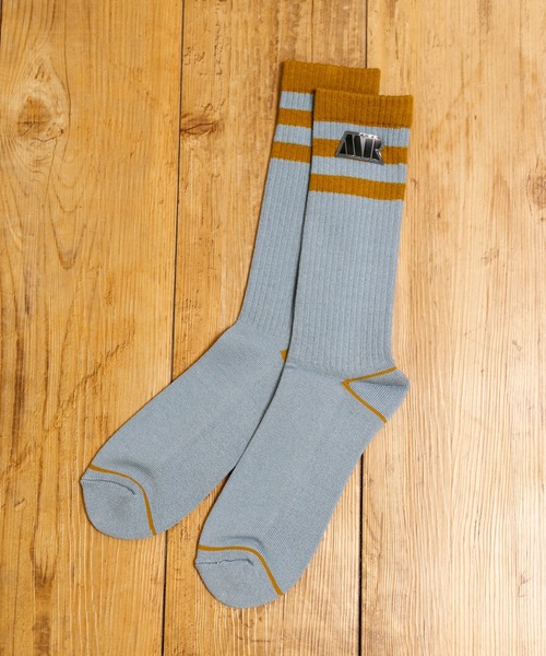 MR.EVERYDAY`S（ミスターエブリデイズ）の「MR.EVERYDAY’S ミスターエブリデイズ / ロングソックス 靴下 日本製ロゴエンブレムラインソックス (MR.LOGO EMBLEM BODER) / MR-E089-102（ソックス/靴下・メンズ・ブラウン系その他/ブラック系その他/ブルー系その他・FREE）」の2枚目の写真