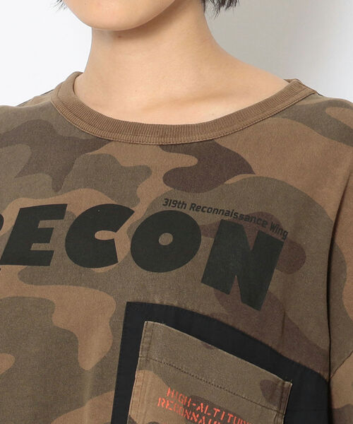 AVIREX（アヴィレックス）の「【Women's】長袖 フェイド ウォッシュ Tシャツ / LONG SLEEVE FADE WASH T-SHIRT / アヴィレックス / AVIREX（Tシャツ/カットソー・レディース・オフホワイト/カモフラージュ/ブラック・FREE）」の6枚目の写真