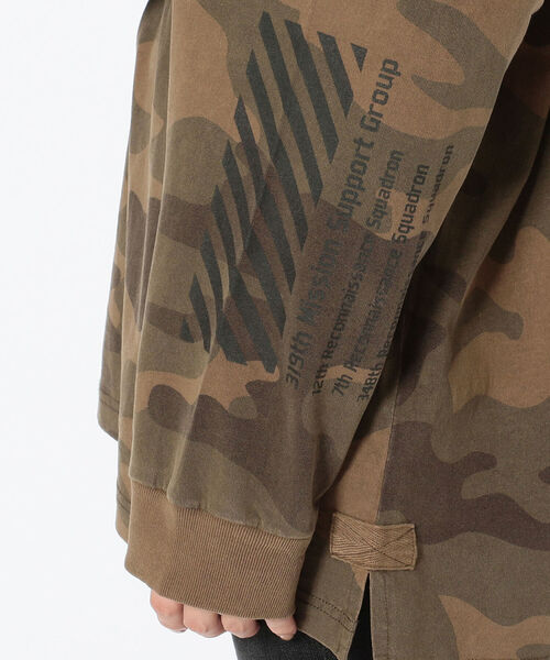 AVIREX（アヴィレックス）の「【Women's】長袖 フェイド ウォッシュ Tシャツ / LONG SLEEVE FADE WASH T-SHIRT / アヴィレックス / AVIREX（Tシャツ/カットソー・レディース・オフホワイト/カモフラージュ/ブラック・FREE）」の9枚目の写真