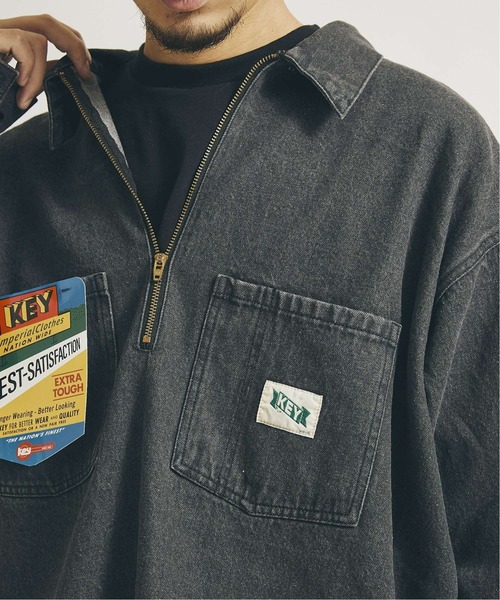 KEY(キイ)の「【KEY×JOURNAL STANDARD】別注 ハーフジップシャツ(シャツ/ブラウス・メンズ・ブルー系その他/ナチュラル/ブラック/ネイビー・MEDIUM/LARGE)」の10枚目の写真