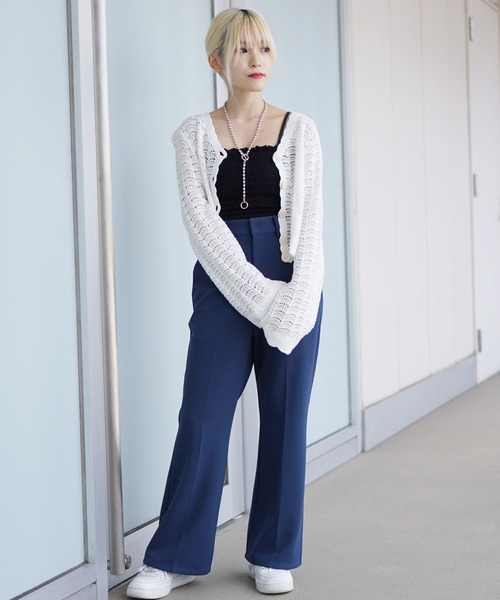 DuKKah（デュカ）の「Dukkah/【低身長向け】センタープレスフレアパンツ（スラックス・レディース・ダークブラウン/グリーン系その他/ブルー/ブラック/ベージュ系1/アイボリー/サックスブルー/グリーン・XS/S/SMALL/X-SMALL）」の11枚目の写真