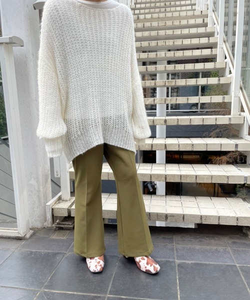 DuKKah（デュカ）の「Dukkah/【低身長向け】センタープレスフレアパンツ（スラックス・レディース・ダークブラウン/グリーン系その他/ブルー/ブラック/ベージュ系1/アイボリー/サックスブルー/グリーン・XS/S/SMALL/X-SMALL）」の10枚目の写真