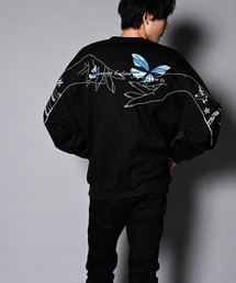 JACKROSE | JE-ショルダーローズ＆バタフライ・クルースウェット(スウェット)