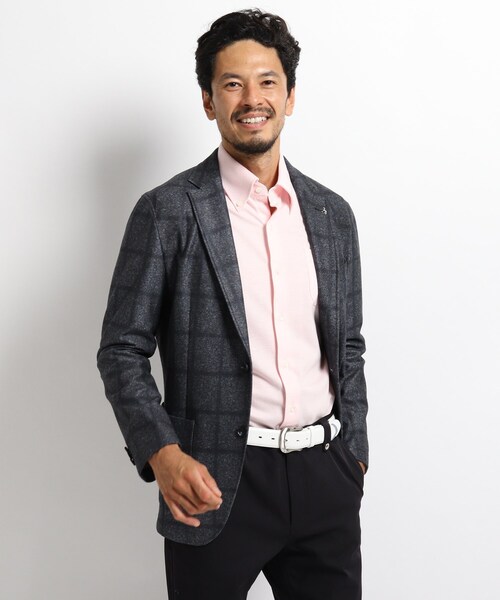 セール ハイブリッドダウン ジャケット アウター テーラードジャケット テーラードジャケット ハイブリッドダウン タータンチェック柄 テーラードジャケット Adabat アダバット のファッション 安い通販店