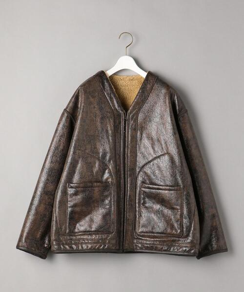 muller of yoshiokubo＞フェイクボア ノーカラーコート -2WAY- Ψ