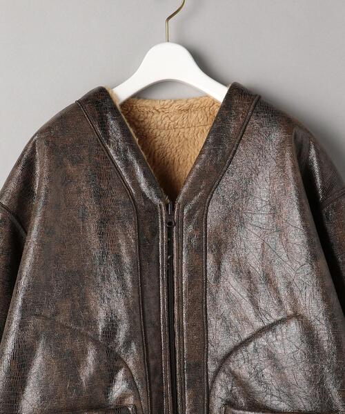 muller of yoshiokubo＞フェイクボア ノーカラーコート -2WAY- Ψ