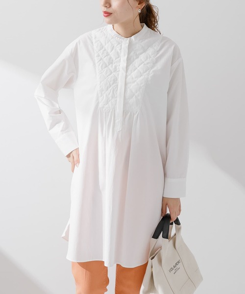 URBAN RESEARCH Sonny Label（アーバンリサーチサニーレーベル）の「キルティングチュニックシャツ（シャツ/ブラウス・レディース・ライトグレー/ホワイト/ブラック・FREE）」の2枚目の写真