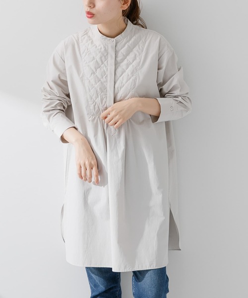 URBAN RESEARCH Sonny Label（アーバンリサーチサニーレーベル）の「キルティングチュニックシャツ（シャツ/ブラウス・レディース・ライトグレー/ホワイト/ブラック・FREE）」の3枚目の写真