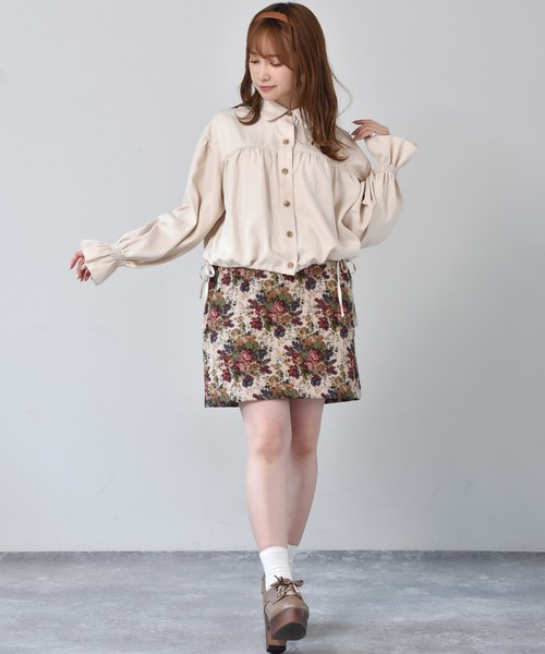 ems excite（エムズエキサイト）の「クロップドリボンシャツ（シャツ/ブラウス・レディース・ブルー/アイボリー/ブラウン・FREE）」の16枚目の写真