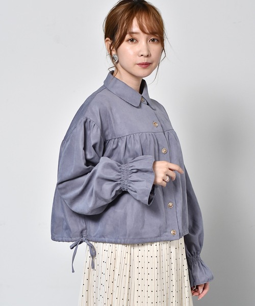 ems excite（エムズエキサイト）の「クロップドリボンシャツ（シャツ/ブラウス・レディース・ブルー/アイボリー/ブラウン・FREE）」の15枚目の写真