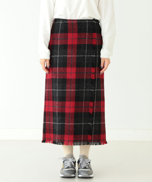 BEAMS BOY(ビームスボーイ)の「BEAMS BOY / ハリスツイード フリンジ スカート(スカート・レディース・ベージュ/レッド・1/2)」の9枚目の写真