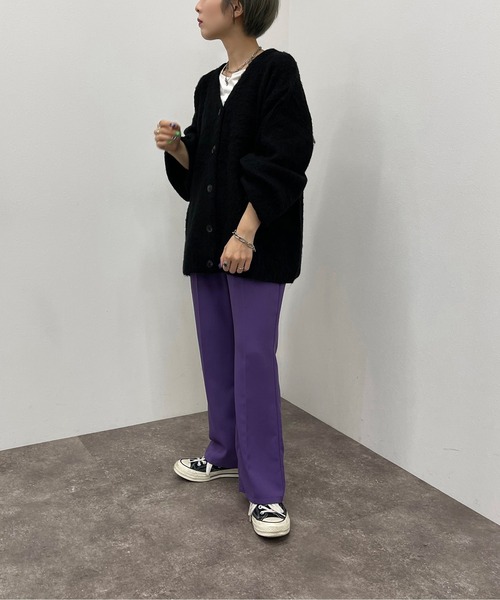 apres jour mignon(アプレジュールミニョン)の「シュエットモヘアライクカーディガン【ZOZOTOWN限定アイテム】(カーディガン/ボレロ・レディース・オレンジ系その他/マスタード/レッド/ブラック/グリーン/グリーン系その他3/ブルー系その他2/ブルー・フリー/X-LARGE)」の10枚目の写真