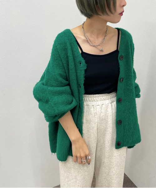 apres jour mignon(アプレジュールミニョン)の「シュエットモヘアライクカーディガン【ZOZOTOWN限定アイテム】(カーディガン/ボレロ・レディース・オレンジ系その他/マスタード/レッド/ブラック/グリーン/グリーン系その他3/ブルー系その他2/ブルー・フリー/X-LARGE)」の13枚目の写真