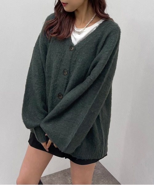 apres jour mignon(アプレジュールミニョン)の「シュエットモヘアライクカーディガン【ZOZOTOWN限定アイテム】(カーディガン/ボレロ・レディース・オレンジ系その他/マスタード/レッド/ブラック/グリーン/グリーン系その他3/ブルー系その他2/ブルー・フリー/X-LARGE)」の21枚目の写真