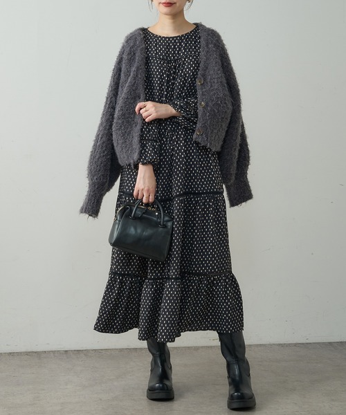 natural couture（ナチュラルクチュール）の「はしごレース使い大人ティアードワンピース（ワンピース・レディース・サックスブルー/ブラック/その他1/ベージュ・FREE）」の4枚目の写真