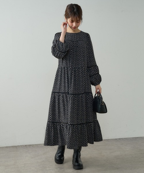 natural couture（ナチュラルクチュール）の「はしごレース使い大人ティアードワンピース（ワンピース・レディース・サックスブルー/ブラック/その他1/ベージュ・FREE）」の18枚目の写真