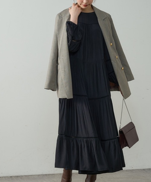 natural couture（ナチュラルクチュール）の「はしごレース使い大人ティアードワンピース（ワンピース・レディース・サックスブルー/ブラック/その他1/ベージュ・FREE）」の6枚目の写真