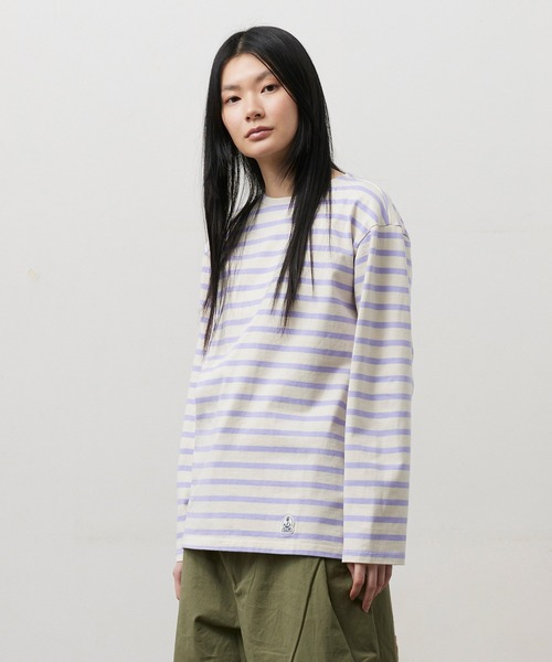 FIDELITY（フィデリティ）の「BORDER L/S REGULAR / バスクボーダーシャツ（Tシャツ/カットソー・メンズ・キナリ/A/カーキ/ネイビー/ベージュ/ブラック/B/オフホワイト/オレンジ/ラベンダー/ダークグリーン/グレー/D/C/アイボリー/ブラウン・X-LARGE/SMALL/MEDIUM/LARGE/FREE）」の11枚目の写真