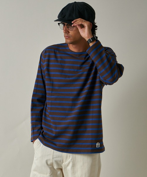 FIDELITY（フィデリティ）の「BORDER L/S REGULAR / バスクボーダーシャツ（Tシャツ/カットソー・メンズ・キナリ/A/カーキ/ネイビー/ベージュ/ブラック/B/オフホワイト/オレンジ/ラベンダー/ダークグリーン/グレー/D/C/アイボリー/ブラウン・X-LARGE/SMALL/MEDIUM/LARGE/FREE）」の6枚目の写真