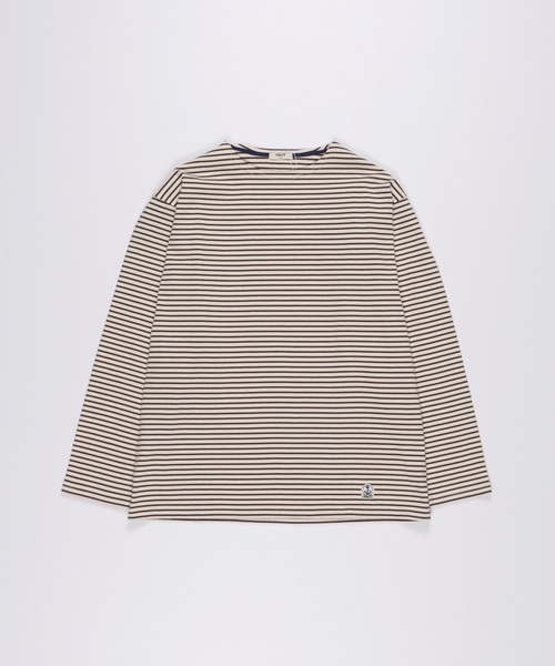 FIDELITY（フィデリティ）の「BORDER L/S REGULAR / バスクボーダーシャツ（Tシャツ/カットソー・メンズ・キナリ/A/カーキ/ネイビー/ベージュ/ブラック/B/オフホワイト/オレンジ/ラベンダー/ダークグリーン/グレー/D/C/アイボリー/ブラウン・X-LARGE/SMALL/MEDIUM/LARGE/FREE）」の9枚目の写真