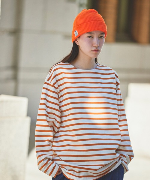 FIDELITY（フィデリティ）の「BORDER L/S REGULAR / バスクボーダーシャツ（Tシャツ/カットソー・メンズ・キナリ/A/カーキ/ネイビー/ベージュ/ブラック/B/オフホワイト/オレンジ/ラベンダー/ダークグリーン/グレー/D/C/アイボリー/ブラウン・X-LARGE/SMALL/MEDIUM/LARGE/FREE）」の12枚目の写真