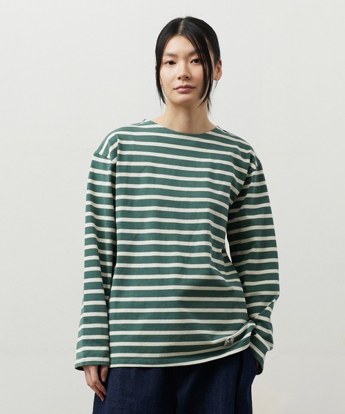 FIDELITY（フィデリティ）の「BORDER L/S REGULAR / バスクボーダーシャツ（Tシャツ/カットソー・メンズ・キナリ/A/カーキ/ネイビー/ベージュ/ブラック/B/オフホワイト/オレンジ/ラベンダー/ダークグリーン/グレー/D/C/アイボリー/ブラウン・X-LARGE/SMALL/MEDIUM/LARGE/FREE）」の8枚目の写真