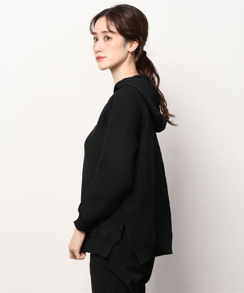 Go to by mizuno（ゴートゥーバイミズノ）の「ブレスサーモホールガーメントフーディニット　[ウィメンズ]（ニット/セーター・レディース・ベージュ系その他2/ブラック/杢グレー・M/L）」の4枚目の写真