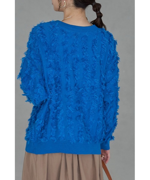 本物 美品 プラダ ノーカラー フリンジパイピング カーディガン 青 38 本物 美品 プラダ ノーカラー フリンジパイピング カーディガン
