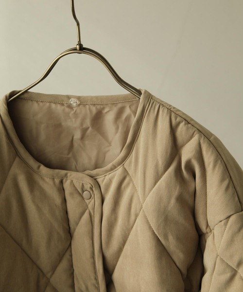 Chillfar（チルファー）の「襟つき中綿キルティングコート/襟取り外し可能（ダウンジャケット/コート・レディース・ブラック/オリーブ/ベージュ/キャメル/アイボリー/オレンジ/ブラウン/ネイビー・FREE）」の22枚目の写真