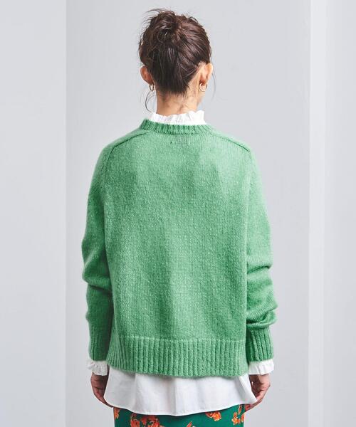 UNITED ARROWS（ユナイテッドアローズ）の「＜UNITED ARROWS＞モヘヤ/ウール クルーネック ニット W◆（ニット/セーター・レディース・ベージュ/ブラック/ケリー・FREE）」の6枚目の写真