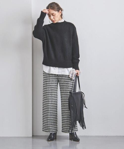 UNITED ARROWS（ユナイテッドアローズ）の「＜UNITED ARROWS＞モヘヤ/ウール クルーネック ニット W◆（ニット/セーター・レディース・ベージュ/ブラック/ケリー・FREE）」の10枚目の写真