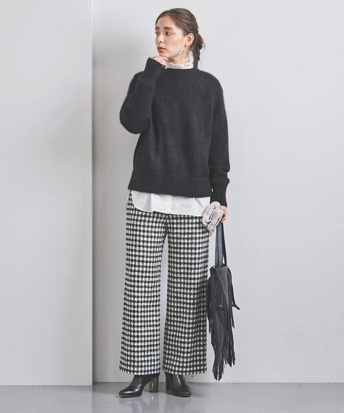 UNITED ARROWS（ユナイテッドアローズ）の「＜UNITED ARROWS＞モヘヤ/ウール クルーネック ニット W◆（ニット/セーター・レディース・ベージュ/ブラック/ケリー・FREE）」の11枚目の写真