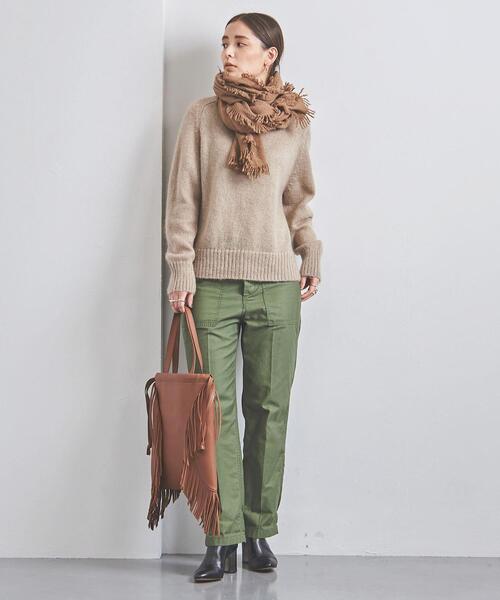 UNITED ARROWS（ユナイテッドアローズ）の「＜UNITED ARROWS＞モヘヤ/ウール クルーネック ニット W◆（ニット/セーター・レディース・ベージュ/ブラック/ケリー・FREE）」の13枚目の写真