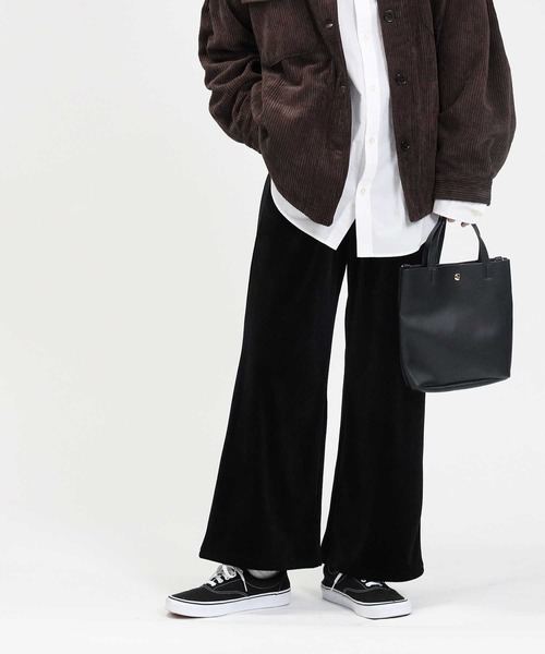 HONEYSUCKLE ROSE（ハニーサックルローズ）の「【HONEYSUCKLE ROSE】ベロアコールワイドパンツ（その他パンツ・レディース・ピンク/ダークグレー/ブラック/オフホワイト/グリーン/ベージュ・L/M）」の3枚目の写真