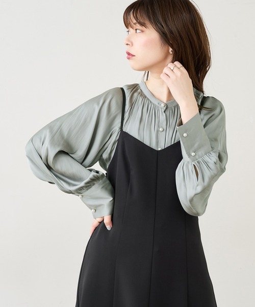 natural couture(ナチュラルクチュール)の「【WEB限定】たっぷりギャザーラグランパール釦ブラウス(シャツ/ブラウス・レディース・アイボリー/スミクロ/ミント/ピンクベージュ/その他1/その他2・FREE)」の13枚目の写真